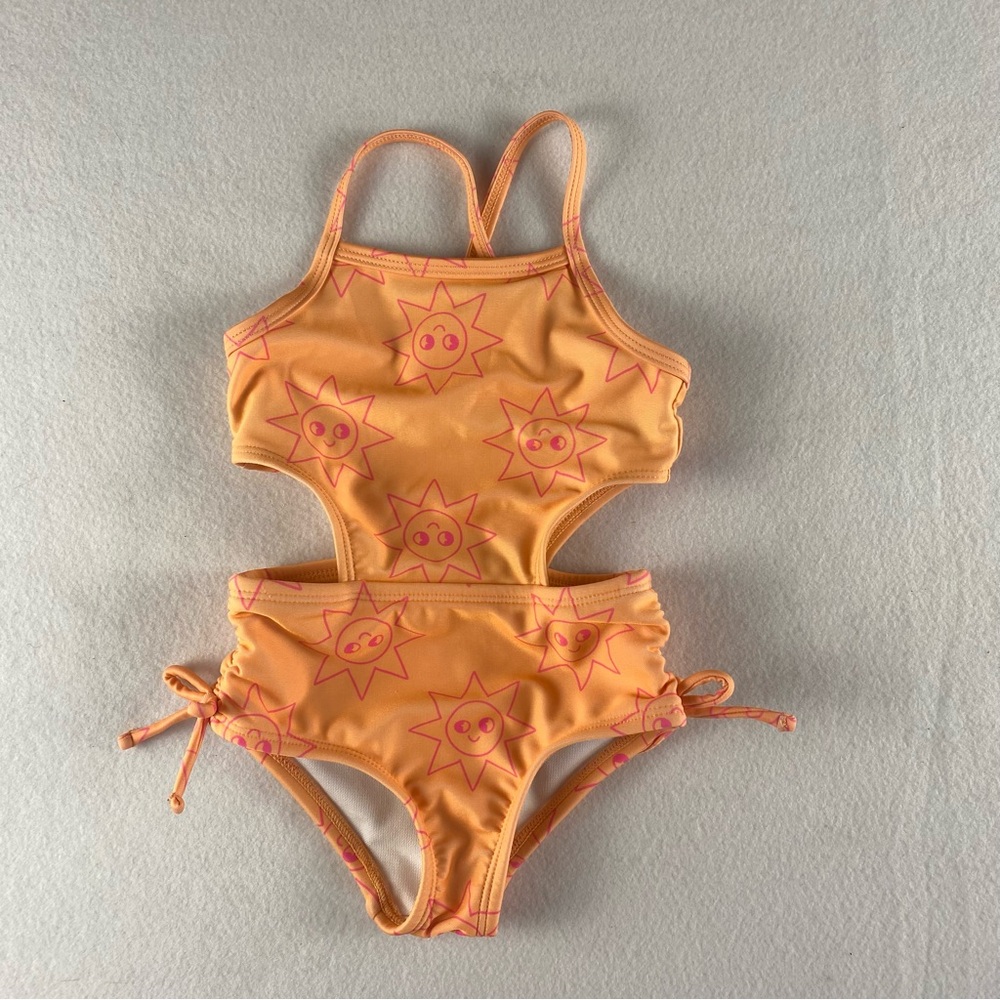 Sunny Smiles Girl Swimwear Size 18 months Orange Open Sides  Toddler Summer - Picture 2 of 4